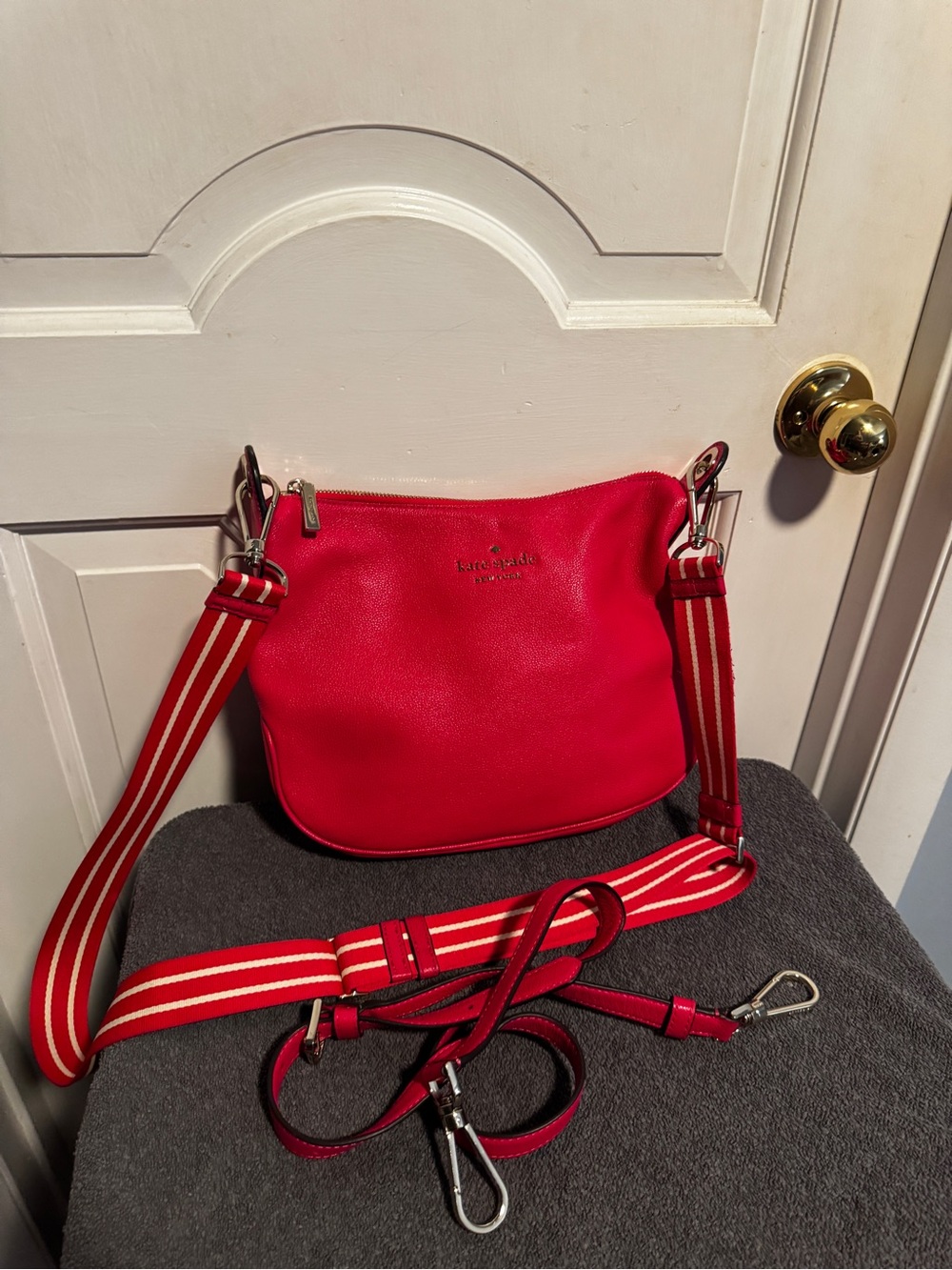 kate spade Pink Crossbody Bag with Striped Strap
